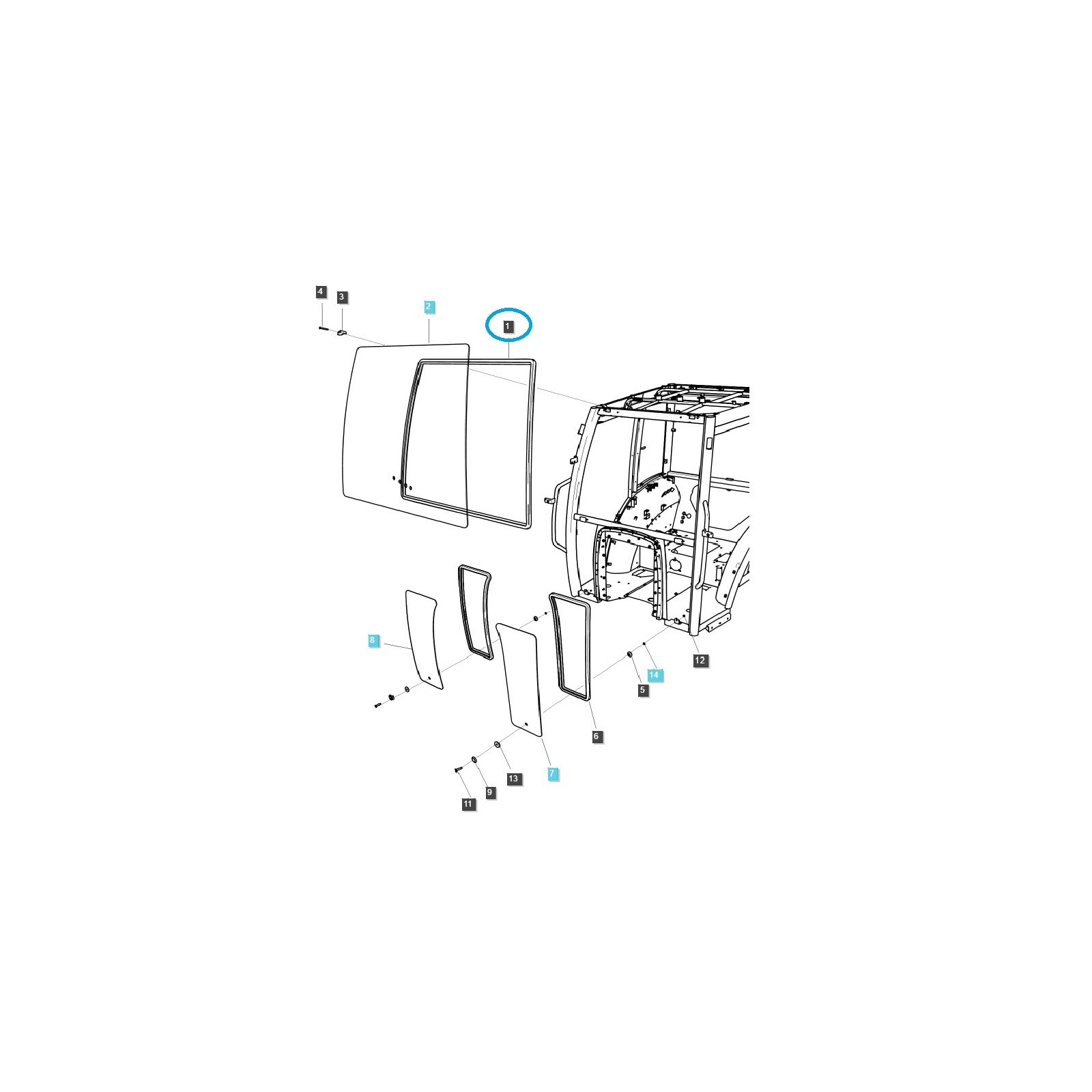 Junta de ventana de cabina / delantera / TRG863 / Tractor LS / n.º 40260609