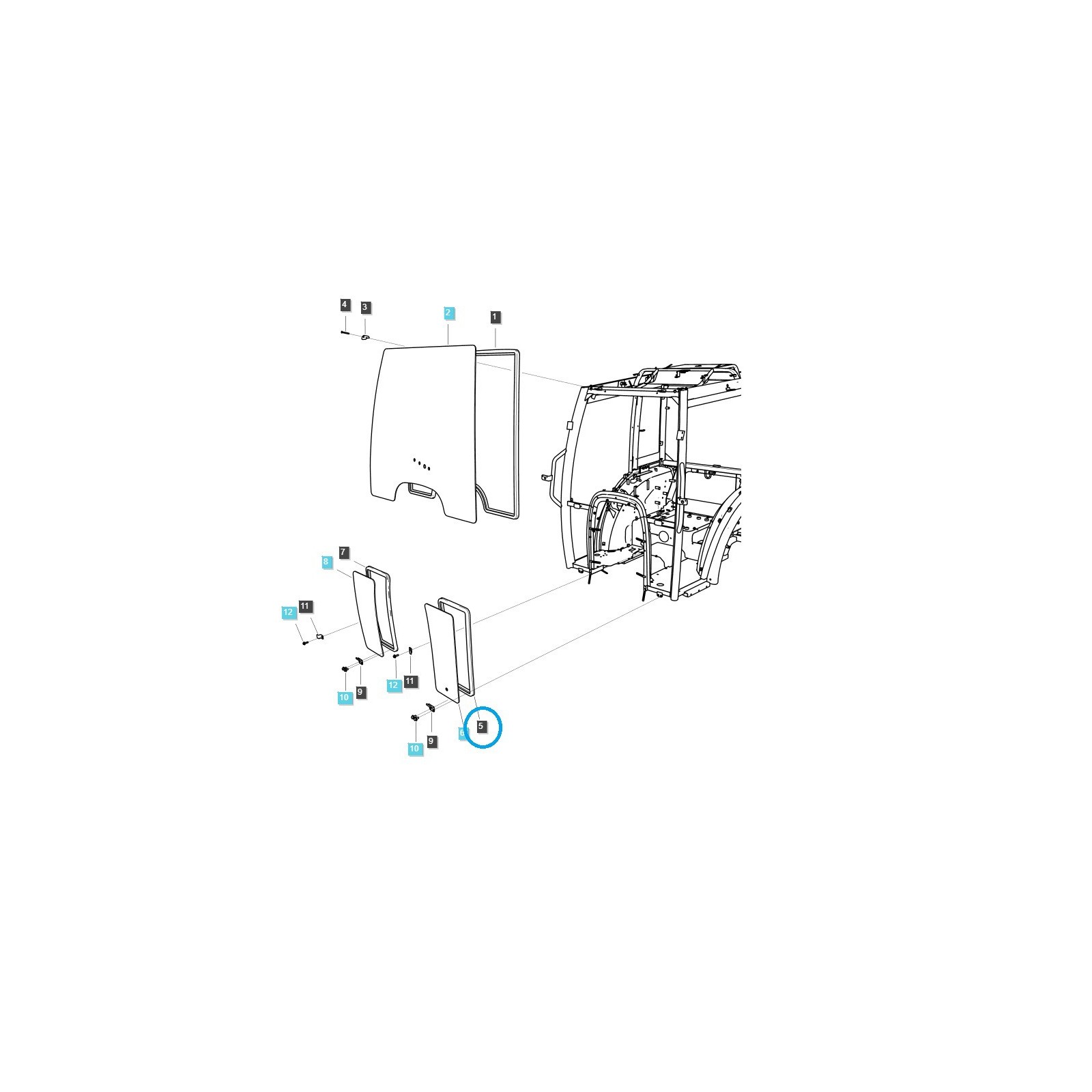 Vordere/untere Kabinenfensterdichtung / LS-Traktor / 40266720