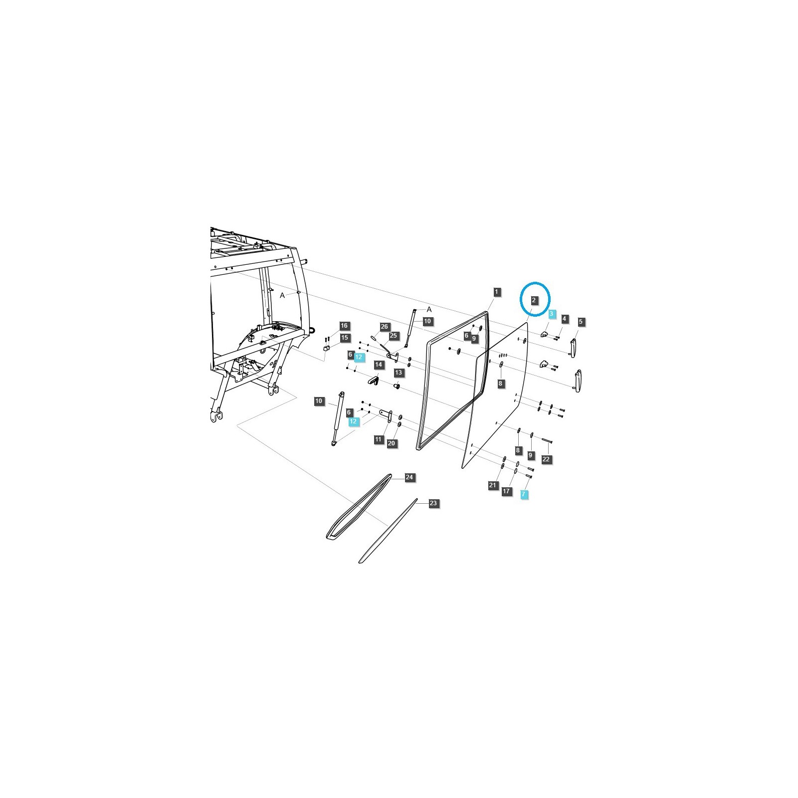 Sklo zadného okna kabíny / TRG863 / LS Traktor / č. 40445259