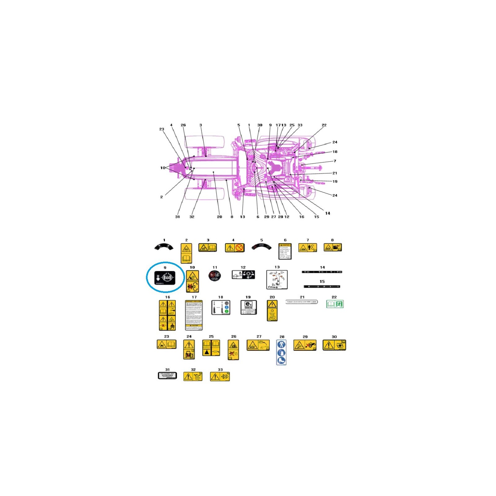 Výstražná nálepka diferenciálu TRG980 / LS Traktor / 40008815
