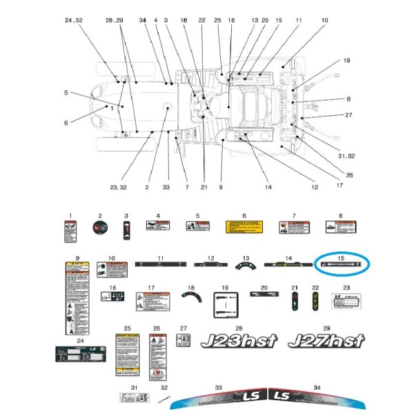 Informační štítek, pozice CTRL TRG980 J23HST, J27HST / Traktor LS / 40254069