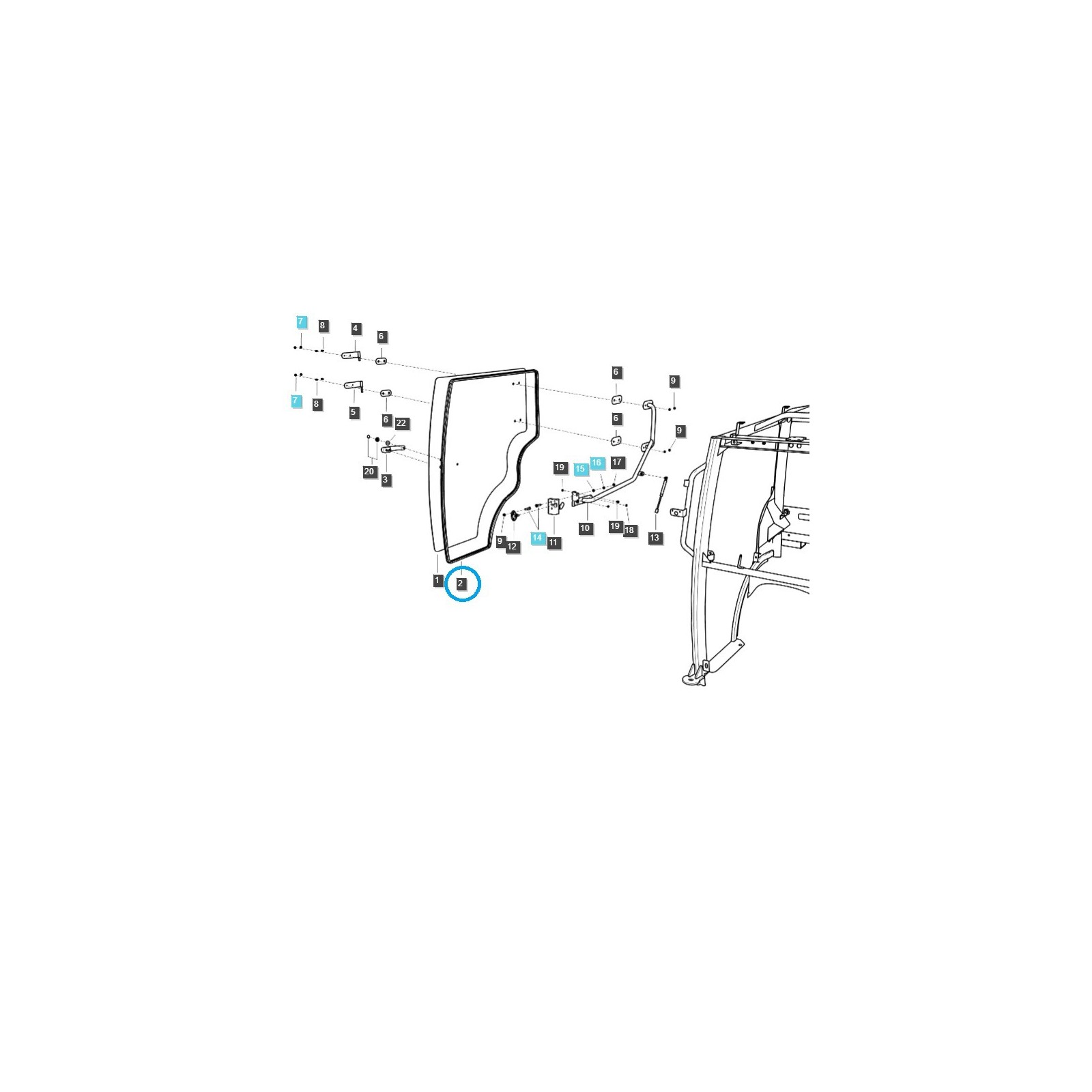 Tesnenie dverí kabíny / pravé / TRG862 / LS Traktor / č