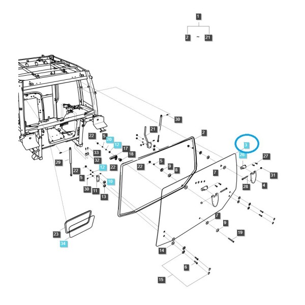 Vitre arrière de cabine / TRG863 / Tracteur LS / N° 40430025