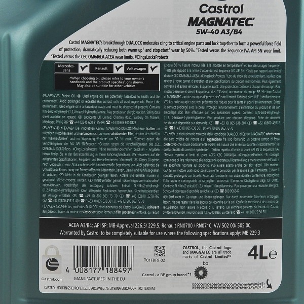 Engine oil, Castrol Magnatec, 5W-40, A3/B4, 4L