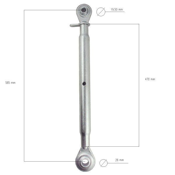 Tendeur, Cat I, Cat II, M27, 585 mm, 810 mm, Connecteur central