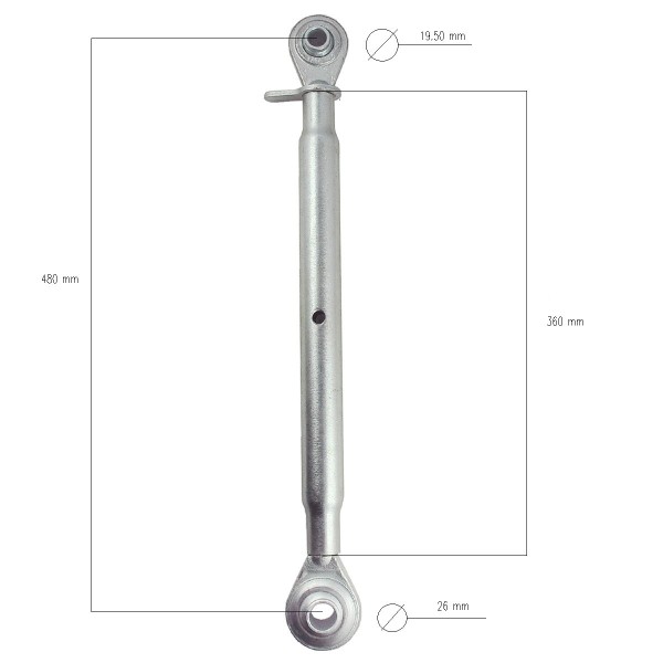 Tendeur, Cat I, Cat II, M27, 480 mm, 680 mm, Connecteur central