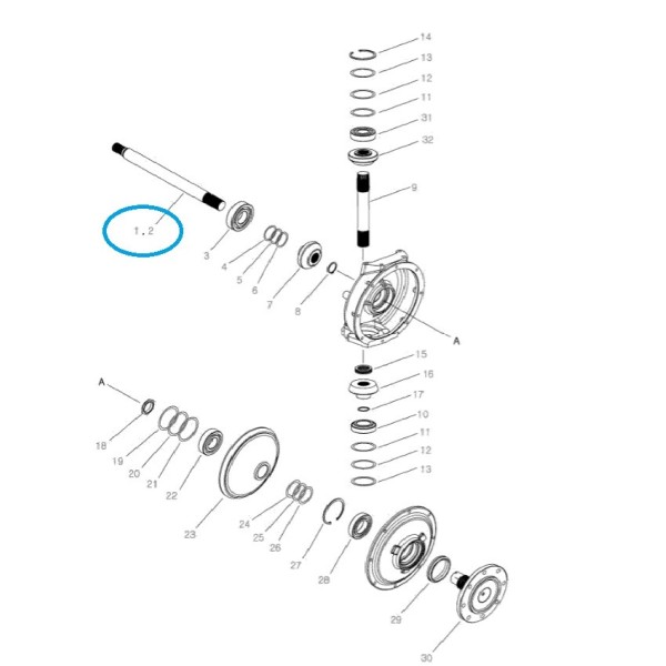 Eje de transmisión del eje delantero - derecho -TRG400 / LS Tractor / 40031571