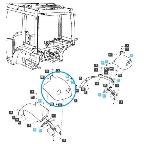 Carcasa de luz trasera izquierda / TRG868 / Tractor LS / N.º 40254091
