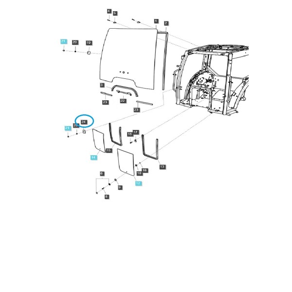 Boční držák na čelní sklo / TRG863 / LS MT5.68 / LS MT5.73 / LS Tractor / 40362622
