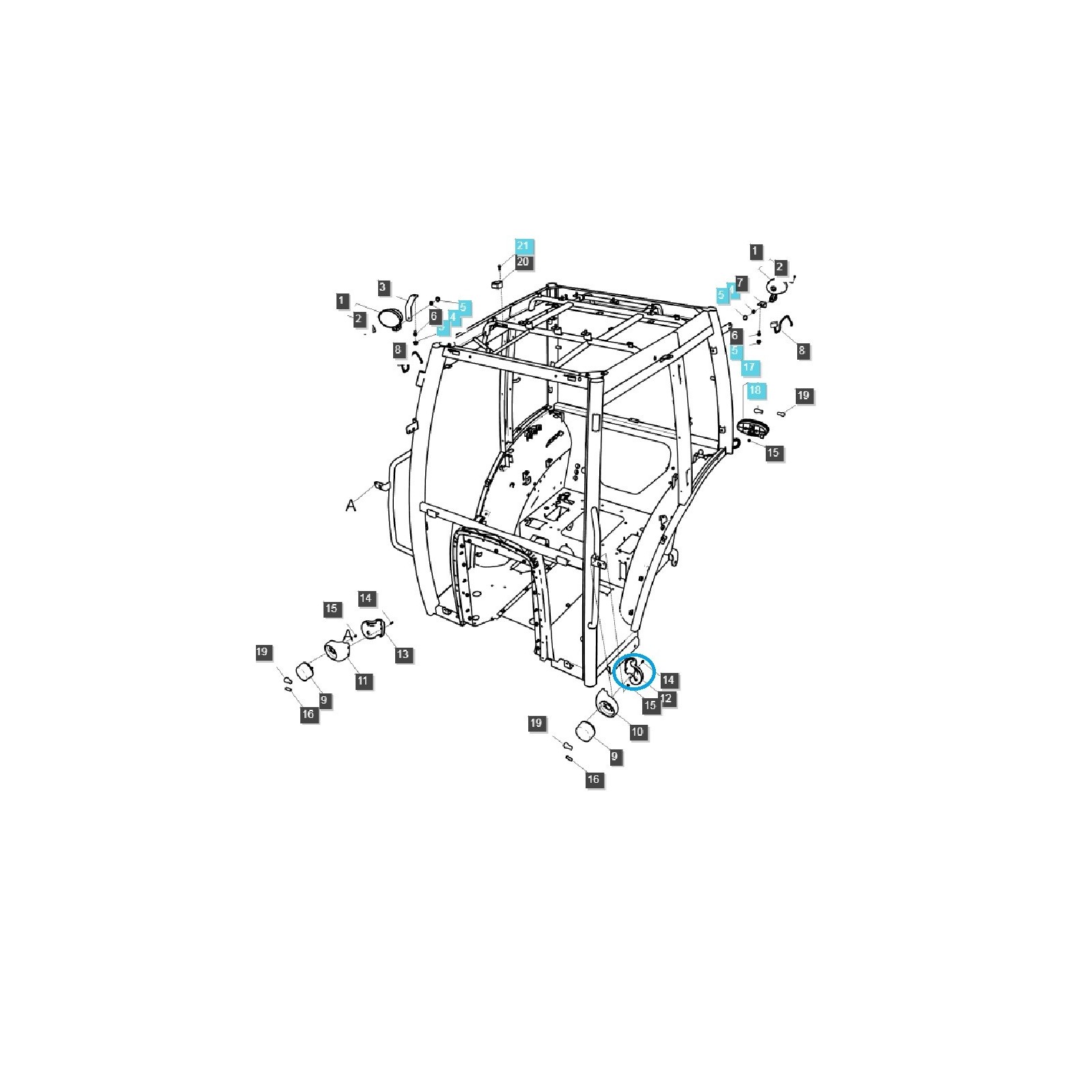 Gehäuse, Blinkerhalterung - links - TRG760 / LS Traktor / 40333266