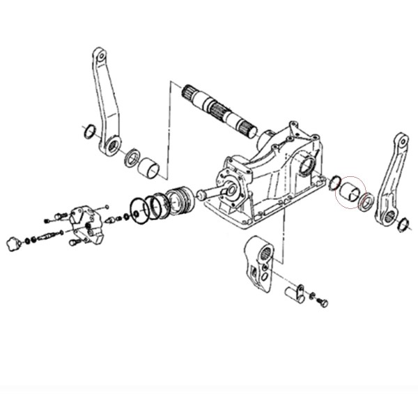 Hubwellenbuchse, links, 35 x 39 x 35 mm, 67111-36320, Kubota Aste A-195 , B1550, B1750, B2150