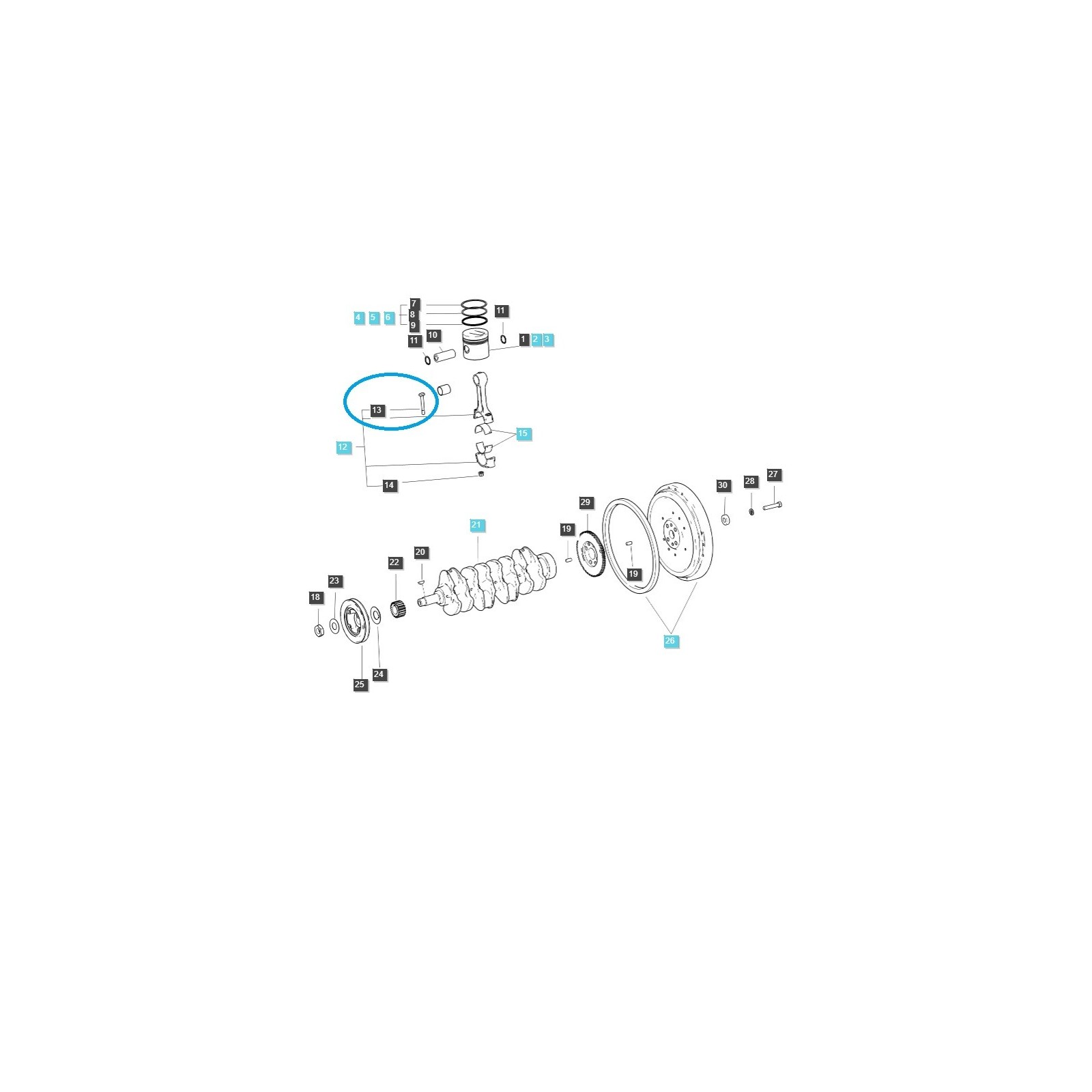 Skrutka ojnice, M8 x 50, 15521-22140, 15221- 22142, 6-25-101-01, Kubota L01, Kubota L02, Kubota D1100, Kubota D1101, Kubota D1
