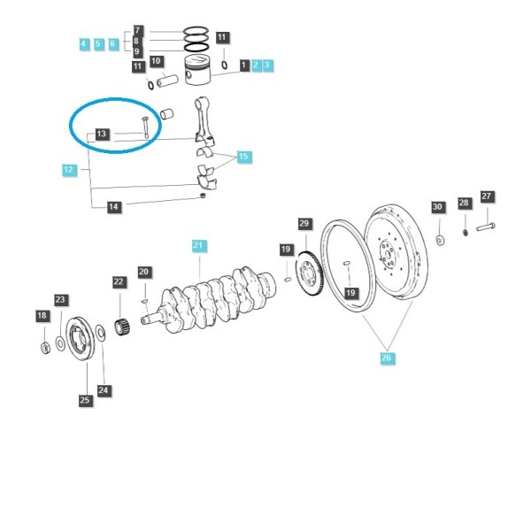 Skrutka ojnice, M8 x 50, 15521-22140, 15221- 22142, 6-25-101-01, Kubota L01, Kubota L02, Kubota D1100, Kubota D1101, Kubota D1