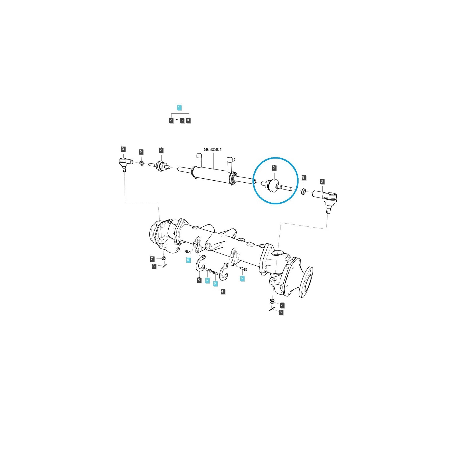 Articulación de enlace, 3A121-62980, 6-23-134-01, M5000, Kubota M5000, Kubota M5040, Kubota M5140, Kubota M6040, Kubota
