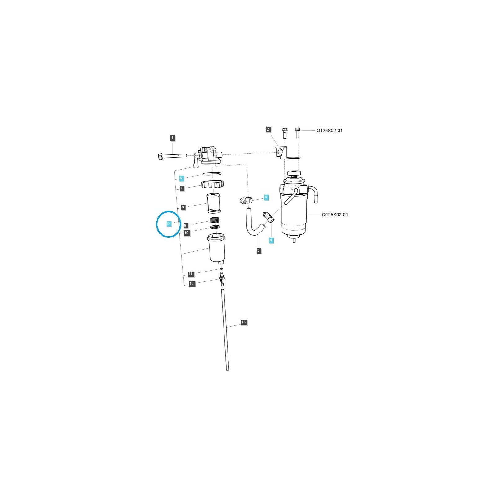 Hlavní palivový filtr / EGQ125 / traktor LS č. 40376792