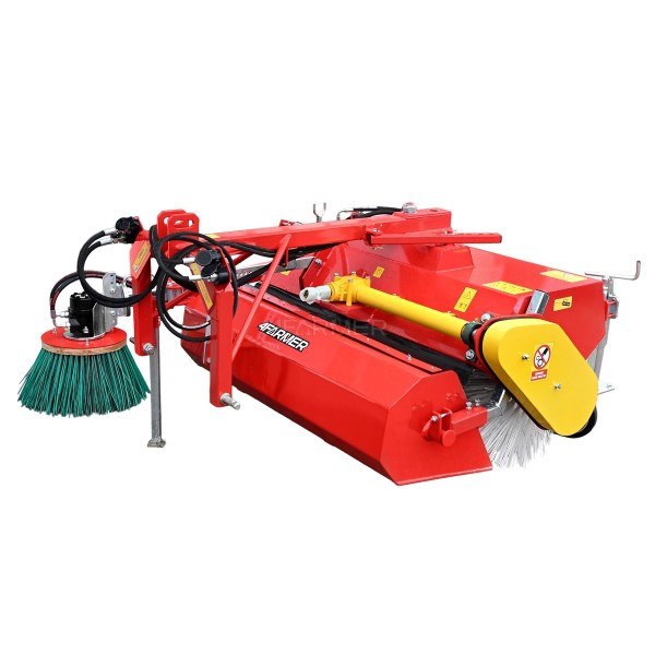 120 cm Traktorkehrmaschine mit Korb und Seitenbesen 4FARMER