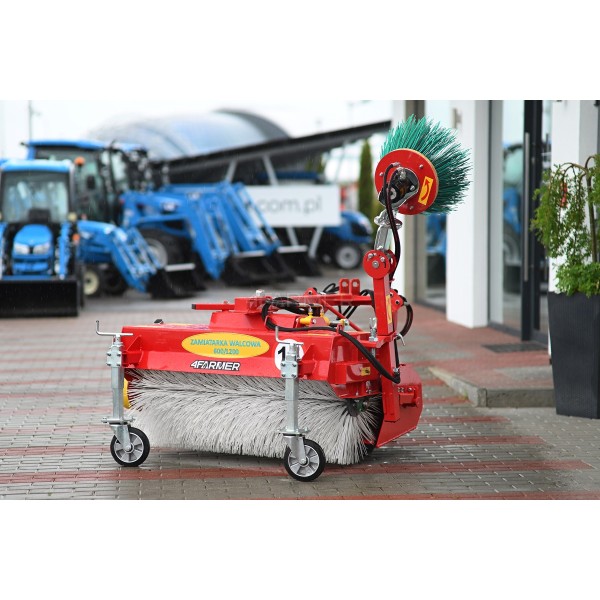 120 cm Traktorkehrmaschine mit Korb und Seitenbesen 4FARMER