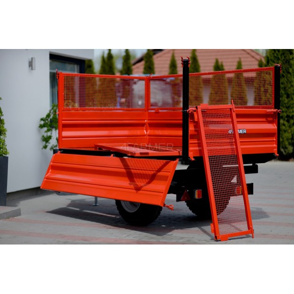 Einachsiger Landwirtschaftsanhänger 2,5 t mit Kippmulde und Gitteraufsätzen 4FARMER