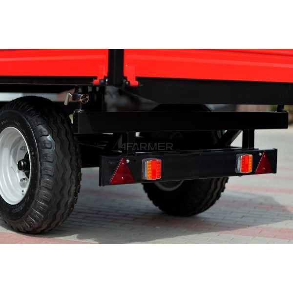 Przyczepa rolnicza jednoosiowa 2.5T z kiprem i nadstawkami z siatki 4FARMER | Traktor.com.pl