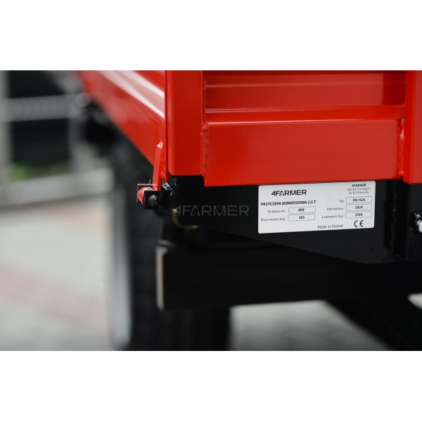 Single-axle agricultural trailer 2.5T with tipper and mesh extensions 4FARMER
