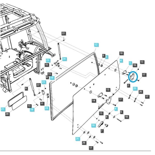 Zawias tylnej szyby kabiny / TRG862 / U60 /U50 / PLUS70 / PLUS80 / PLUS90 /U43 /PLUS100 / TR-N /40008356 | Traktor.com.pl