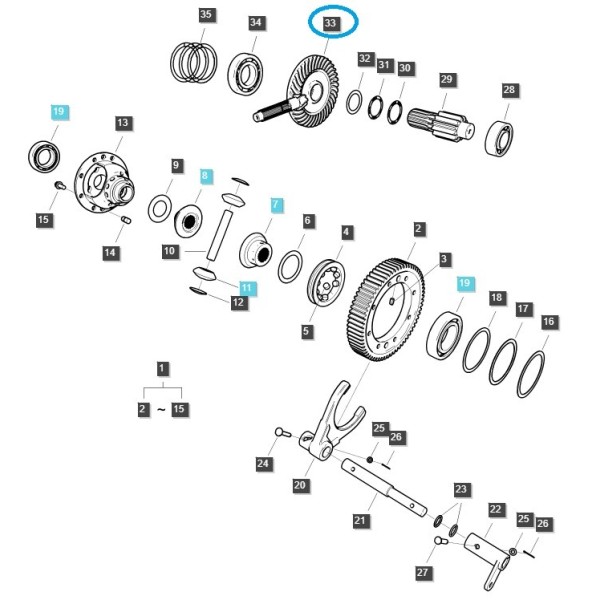 Korunní kolo + hnací hřídel / G310 / Traktor LS 40337101