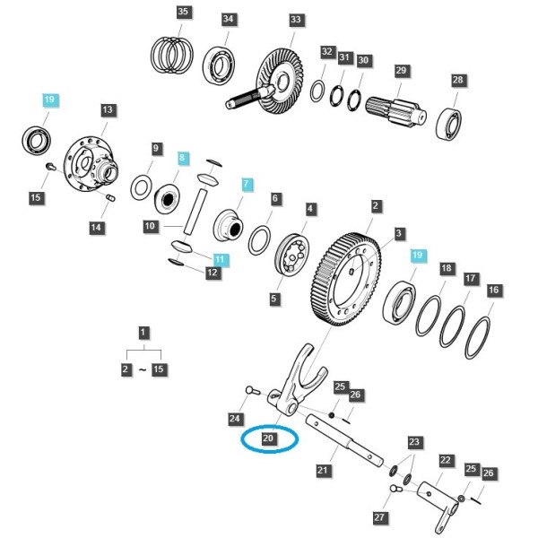 Horquilla, selector de bloqueo del diferencial / TRG310 / Tractor LS 40337304