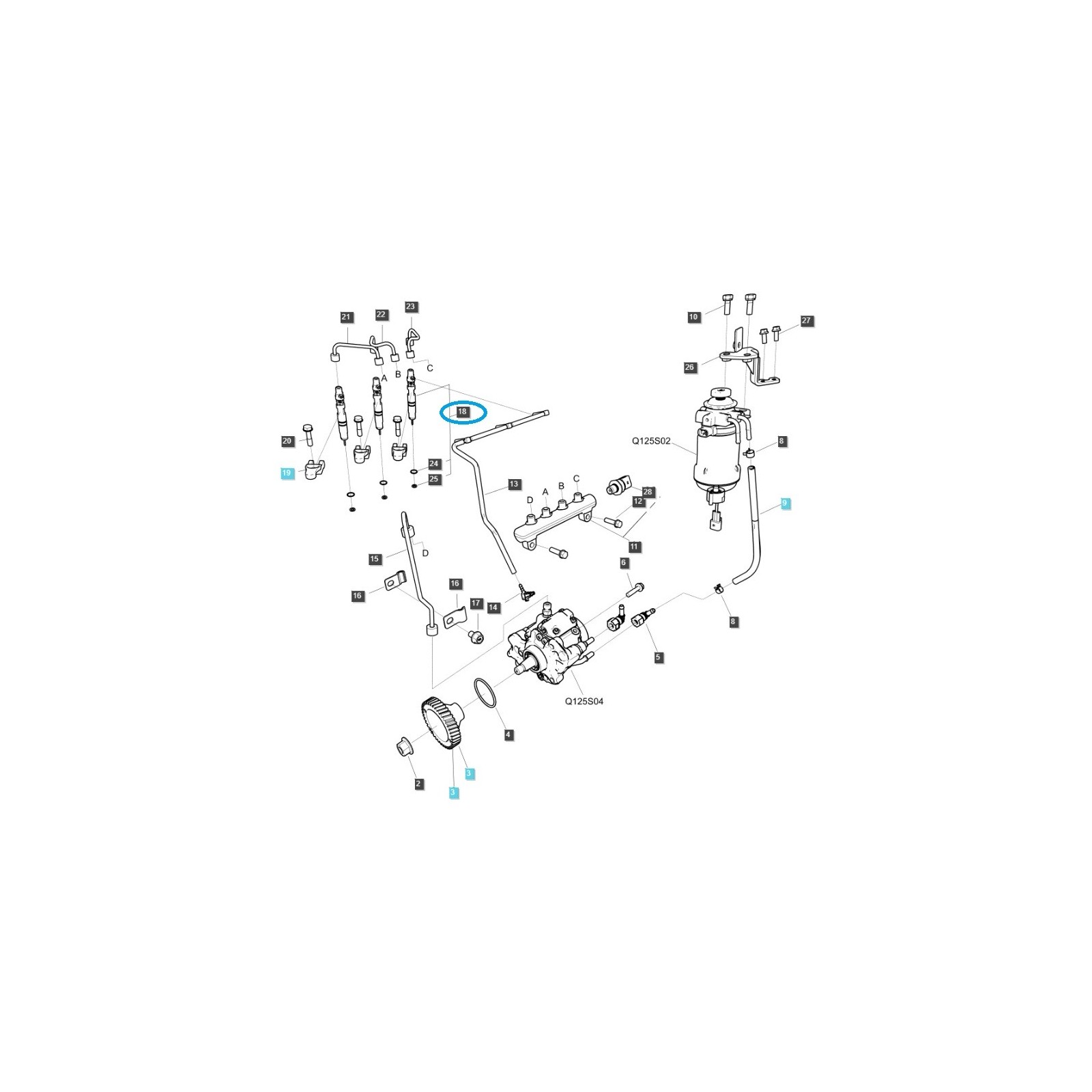 Wtryskiwacz / EGQ125 / LS MT3.40 / MT3.60 / MT5.68 / MT5.73 / XU6158 / XU6168 / n° 40380977