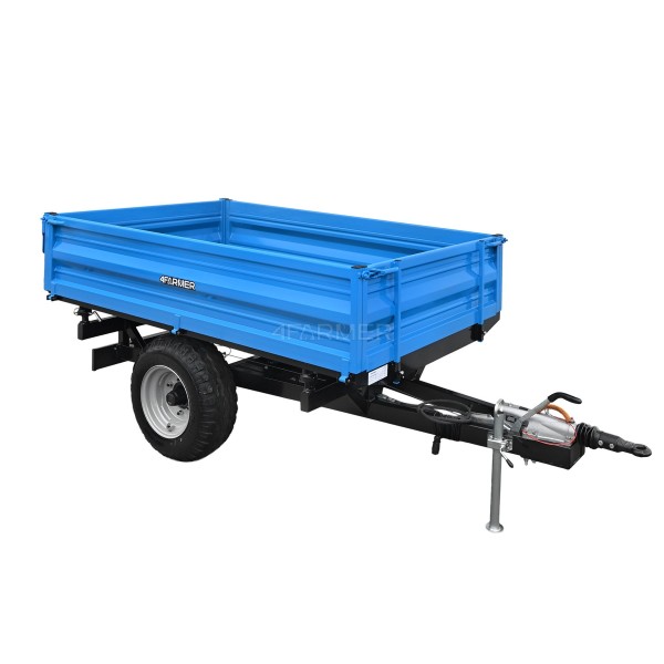 Remorque agricole simple essieu 2T avec benne basculante et frein à inertie 4FARMER