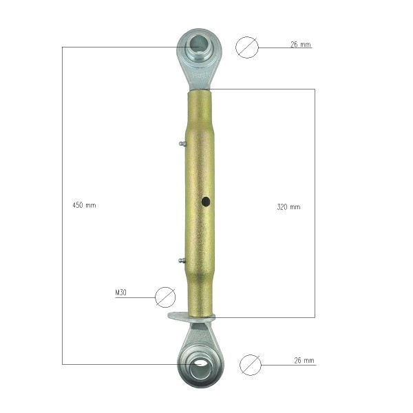 Spannschloss, Kat. 2, Kat. II, 450 mm, 680 mm M30 x 3