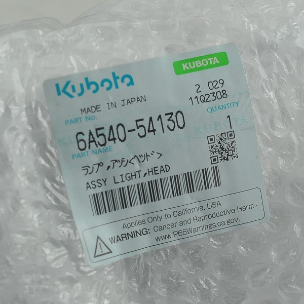 Lámpara 6A540-54130 Kubota GB145 GB155 GB175 6A540-54130