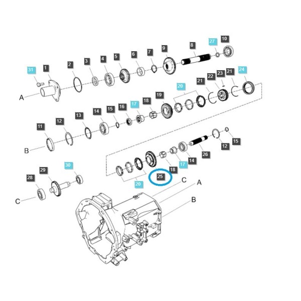 Ozubené kolo hlavního hřídele A1281725 / 42N / TRG281 / Traktor LS / 40032373