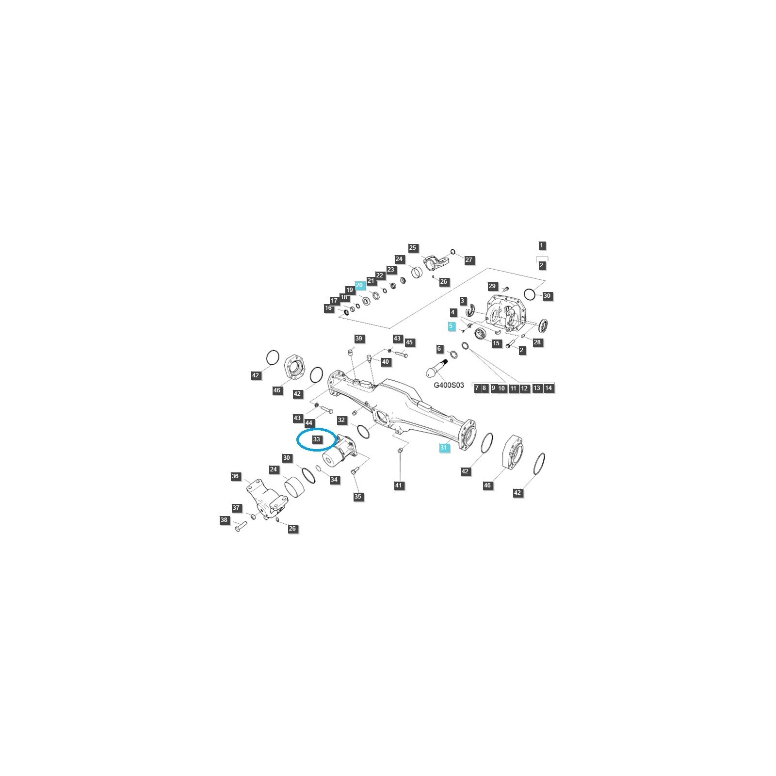 Vorderachshalterung / TRG400 / LS Traktor / 40009392