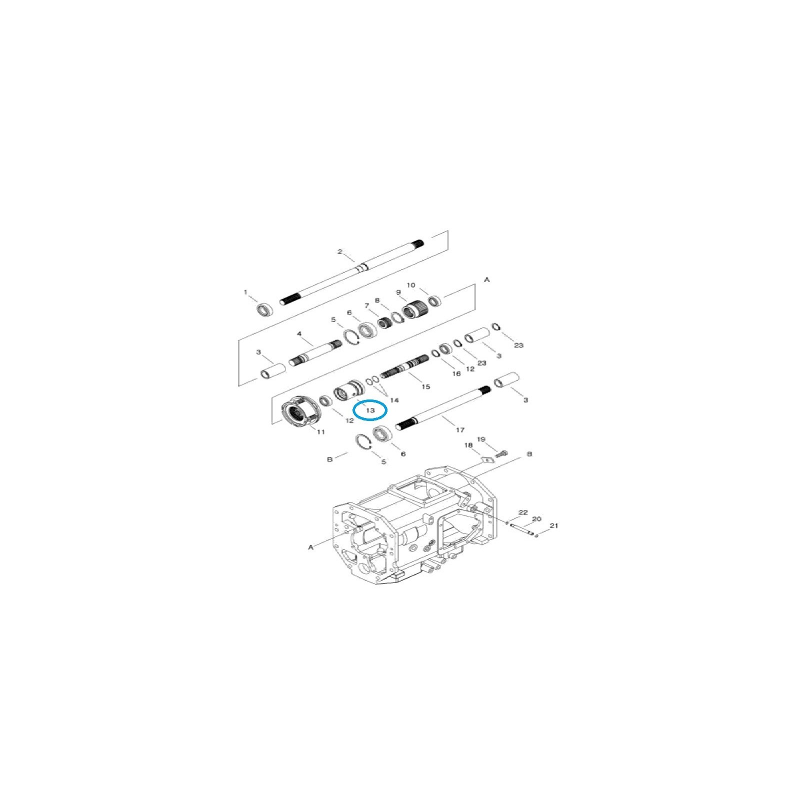 Pouzdro, příruba vývodového hřídele/vývodového hřídele, spojka A1287343 / Traktor LS / 40009133