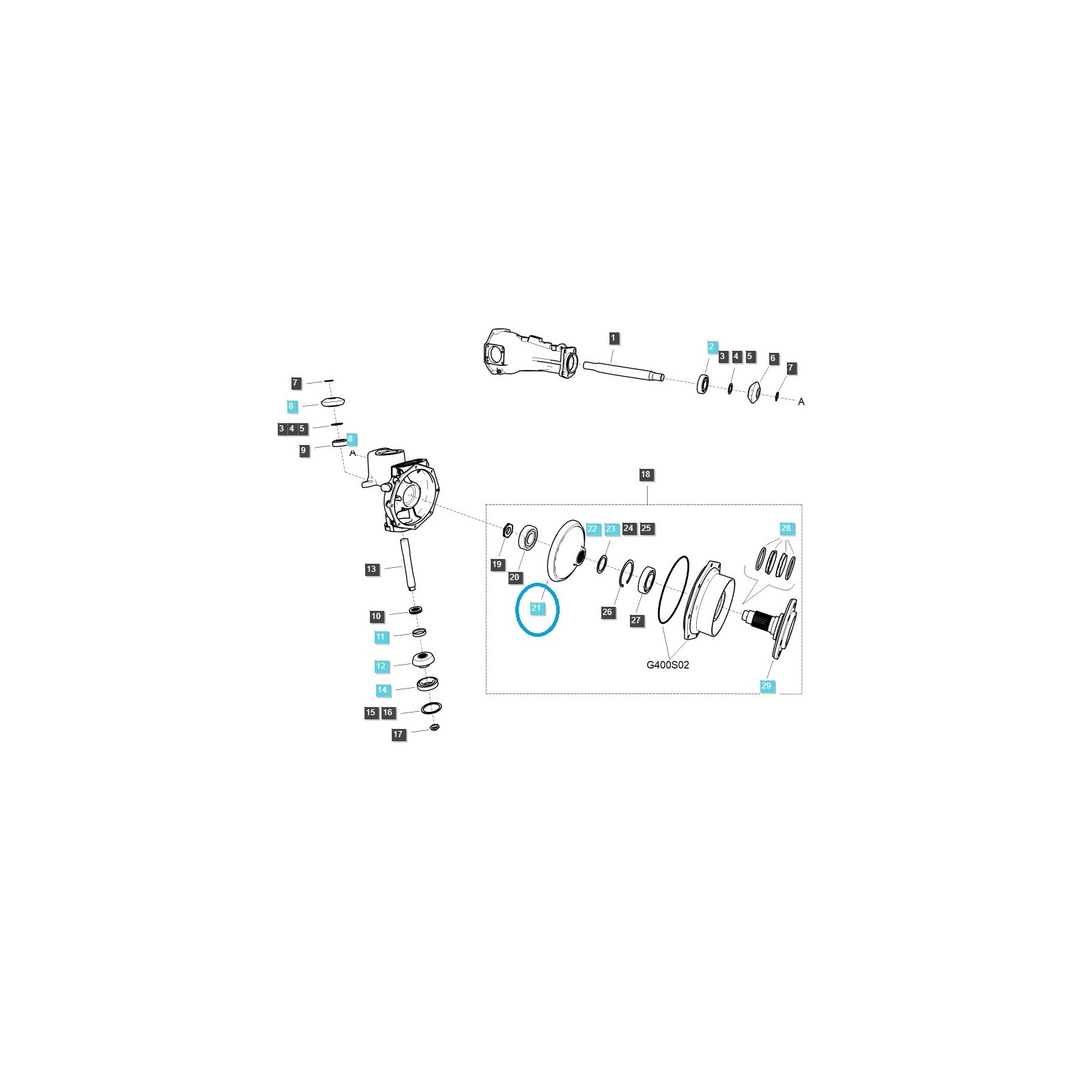 Engrenage de transmission finale A1402044 / TRG400 / Tracteur LS / 40036080