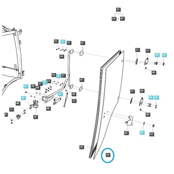 Ľavé sklo dverí kabíny / TRG862 / LS MT1.25 / Traktor LS / 40383337