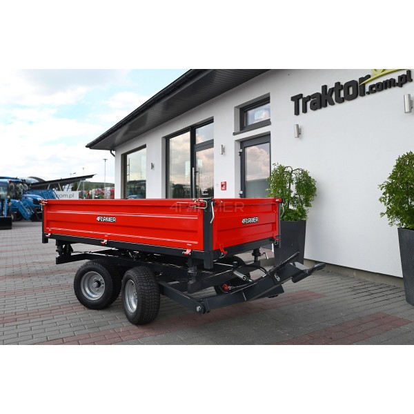 Two-axle agricultural trailer 2.5T with tipper and steering axle 4FARMER