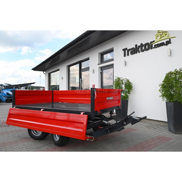 Two-axle agricultural trailer 2.5T with tipper and steering axle 4FARMER