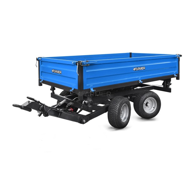 Two-axle agricultural trailer 2.5T with tipper and steering axle 4FARMER
