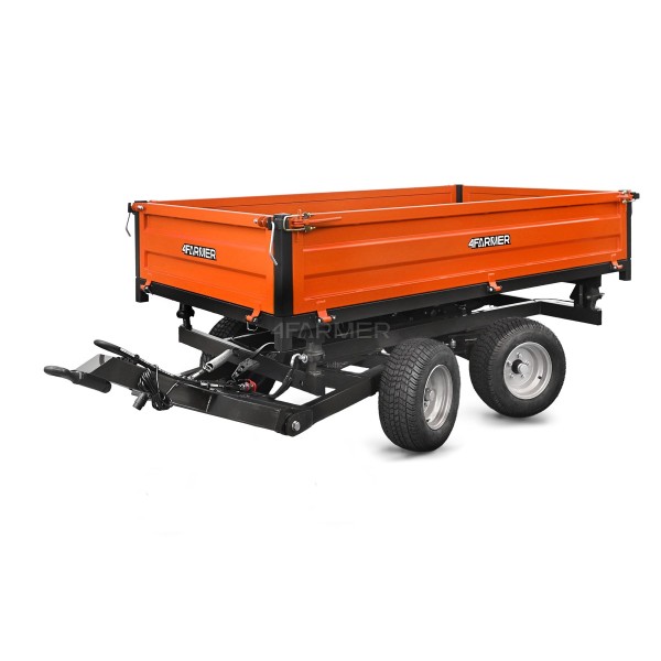 Two-axle agricultural trailer 2.5T with tipper and steering axle 4FARMER