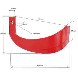 Yanmar tiller knife 25x8 mm center (main) left/right 4FARMER