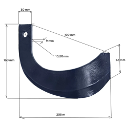 Nóż do glebogryzarki Iseki 30x9 mm środkowy (główny) lewy/prawy 4FARMER