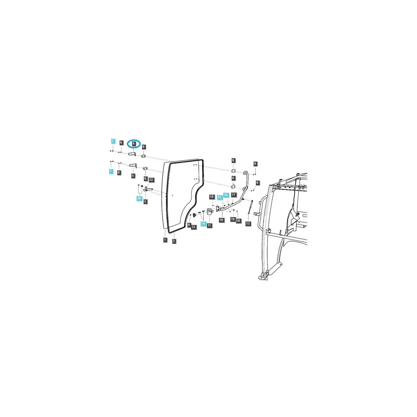 Pánt dverí kabíny horný pravý / LS MT1.25 / TRG862 / 40383344