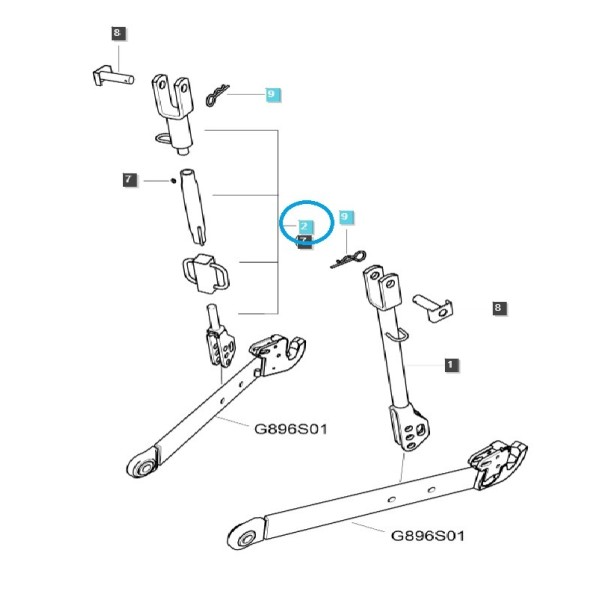 Attelage de stabilisation à trois points réglable / (RH) G896 / Tracteur LS / 40008025