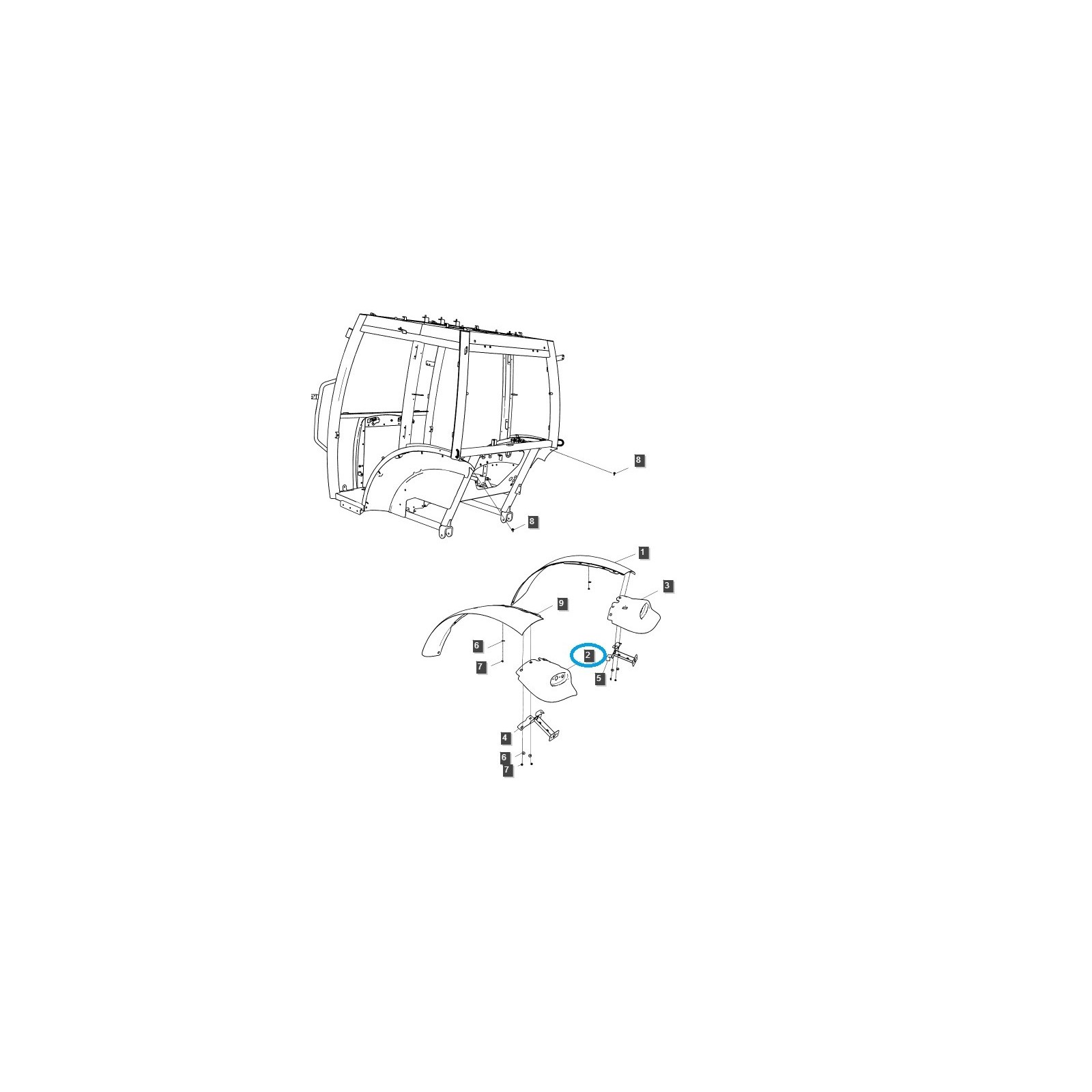 Aile avant gauche pour tracteurs / G870 / Tracteur LS / n° 40238205