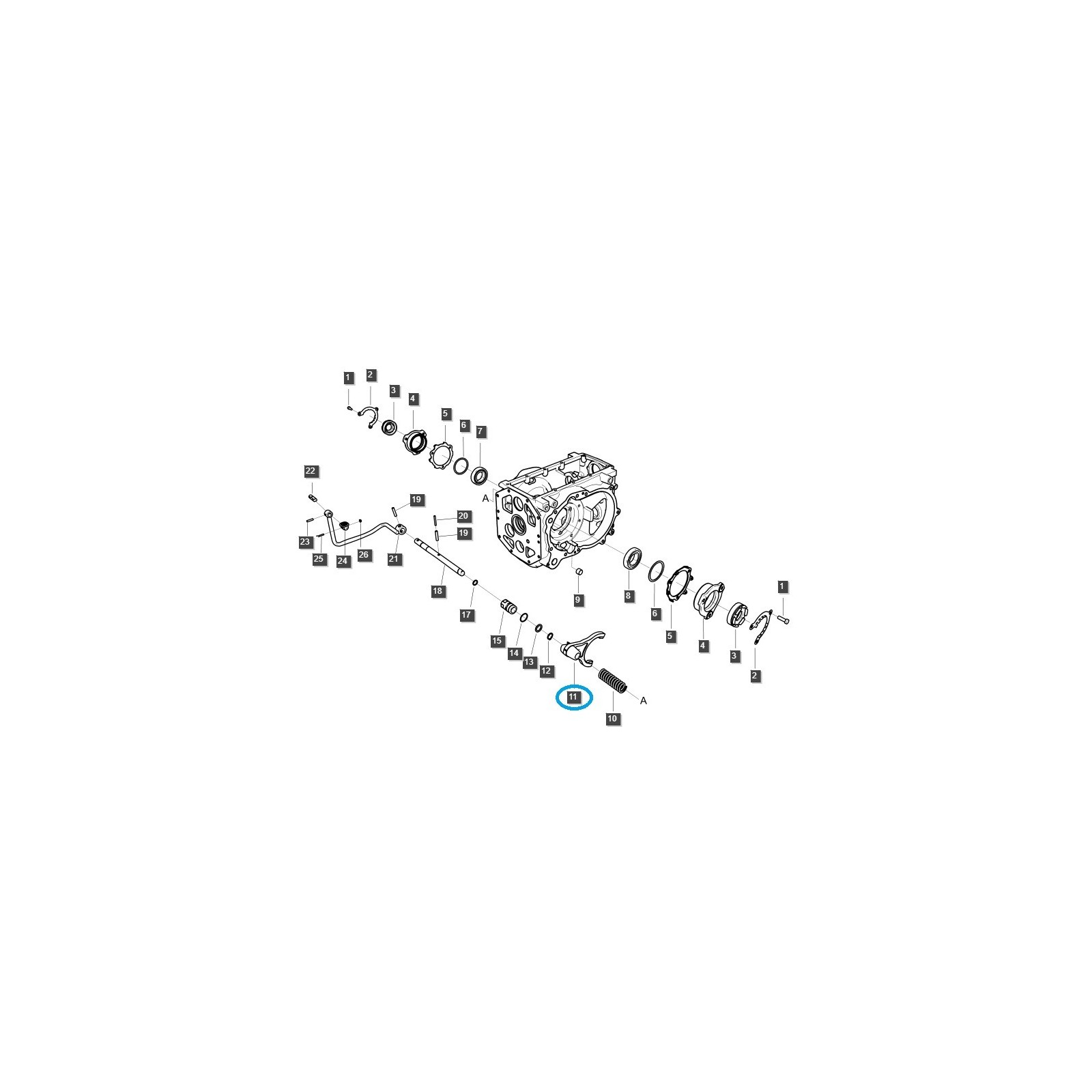 Horquilla, selector de bloqueo del diferencial / TRG320 / Tractor LS 40009321