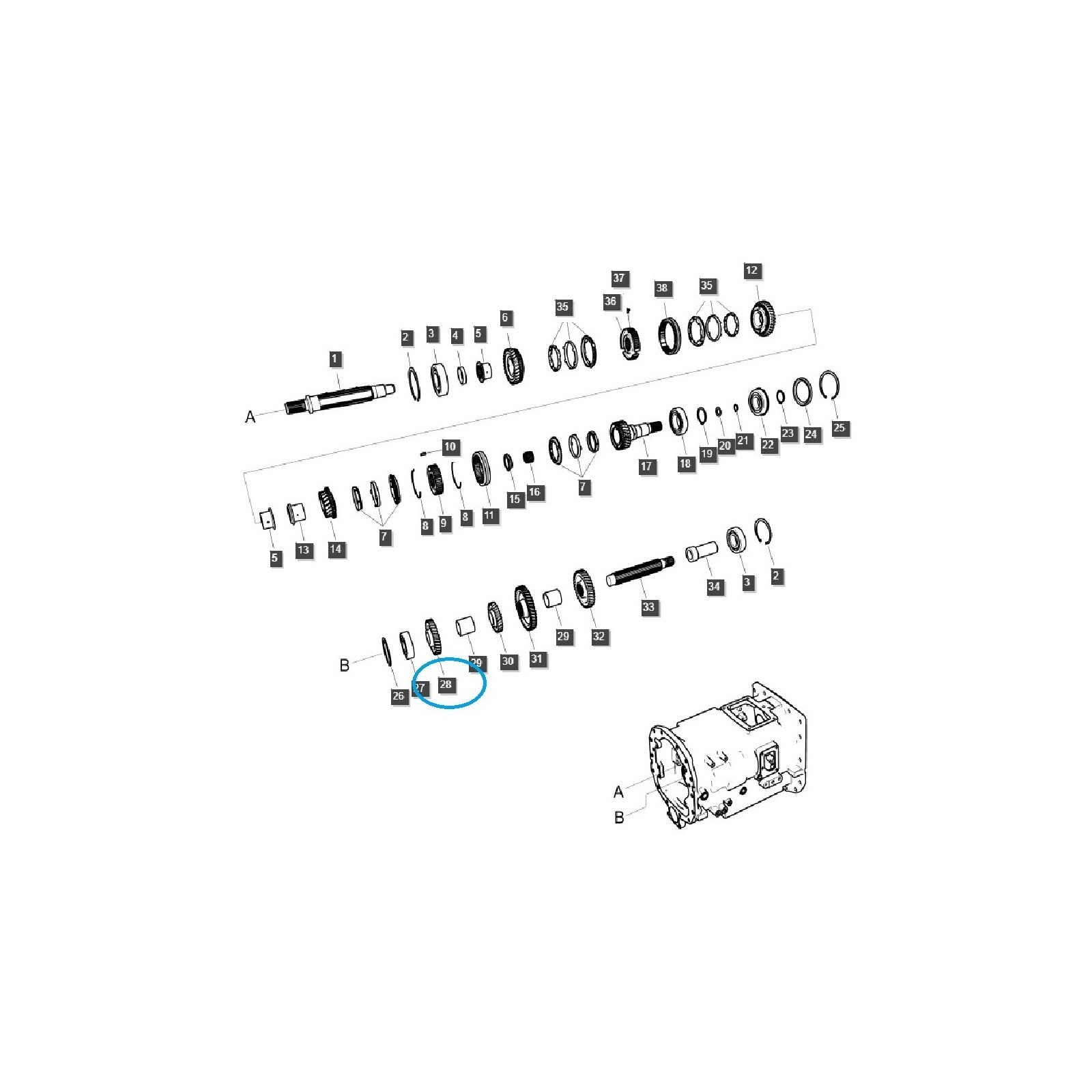 Piñón de caja de cambios M/DRVN 3RD / TRG281 / Tractor LS /40310114
