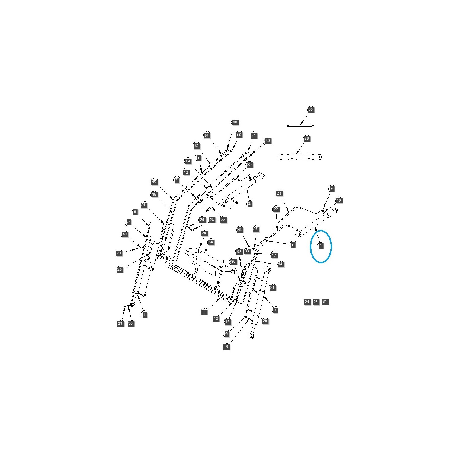 Siłownik łyżki ładowacza LL2101, lewy / ST350 / LS Tractor / 40230908 | Traktor.com.pl