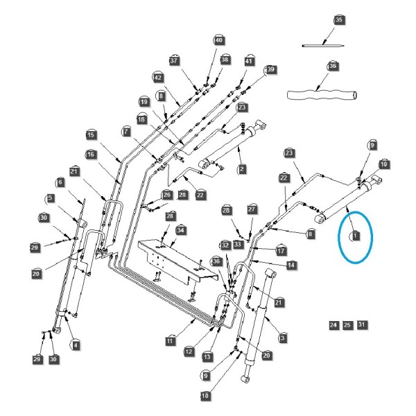 LL2101 Loader Bucket Cylinder, Left / ST350 / LS Tractor / 40230908