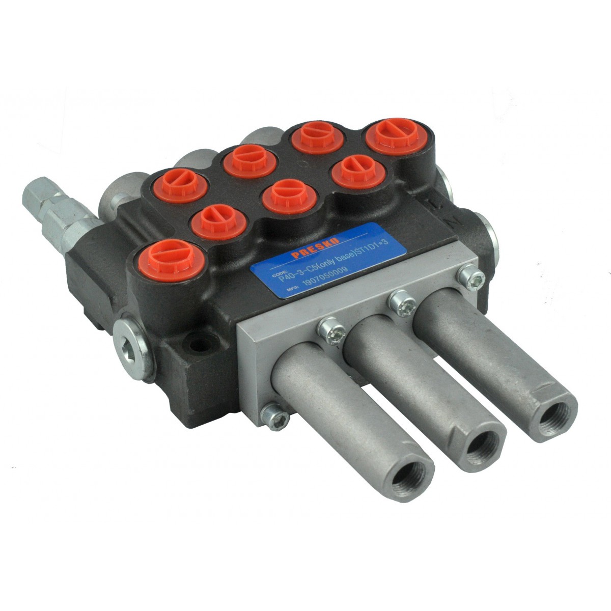 Distributeur hydraulique PRESKO 40L, 3 sections, avec 1 section flottante + loquet